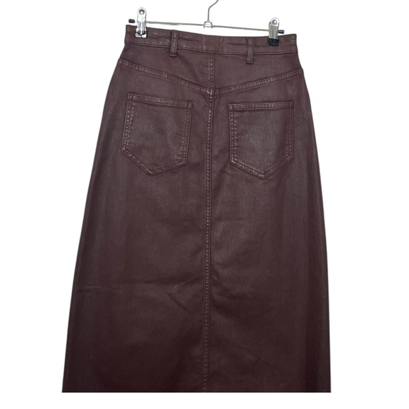 Anthropologie NWT Pilcro Madi Skirt Size 4 Oxblood Front Slit Midi Denim Style - Picture 6 of 14